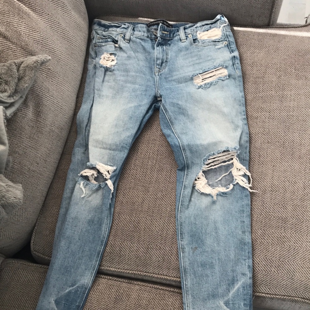 Ripped girlfriend jeans